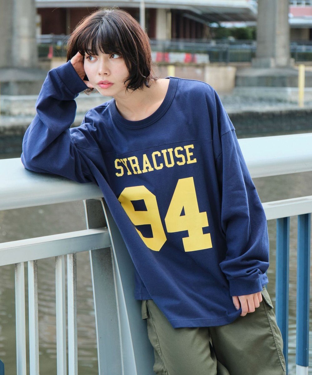 WEGO 【ユニセックス着用ITEM】ナンバリングフットボールBIG　T（LS） ネイビー