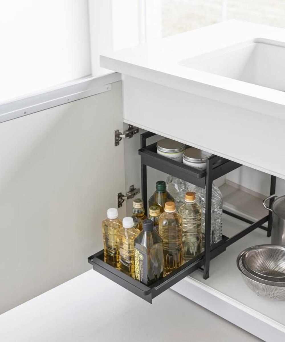 tower シンク下スライドラック タワー 2段 ブラック 