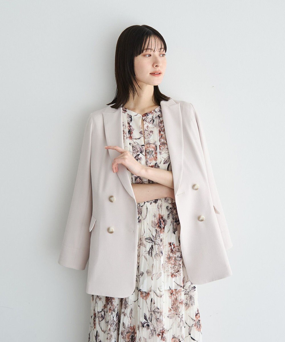 YECCA VECCA フラワー柄シアープリーツワンピース 