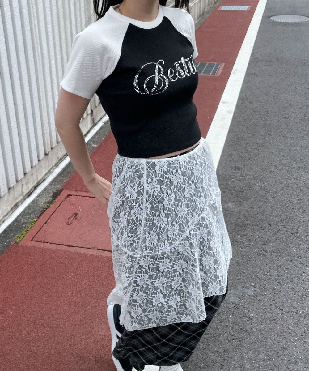 WEGO ラインストーンラグランちびT 