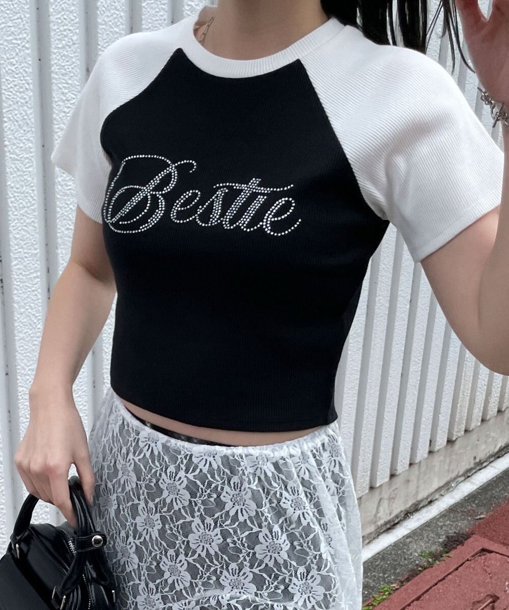 WEGO ラインストーンラグランちびT 