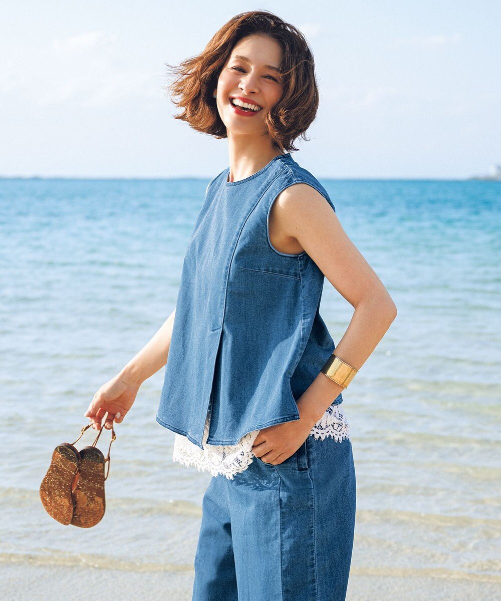 UNFILO 【セットアップ着用可】UNFILO DENIM light ノースリーブブラウス 
