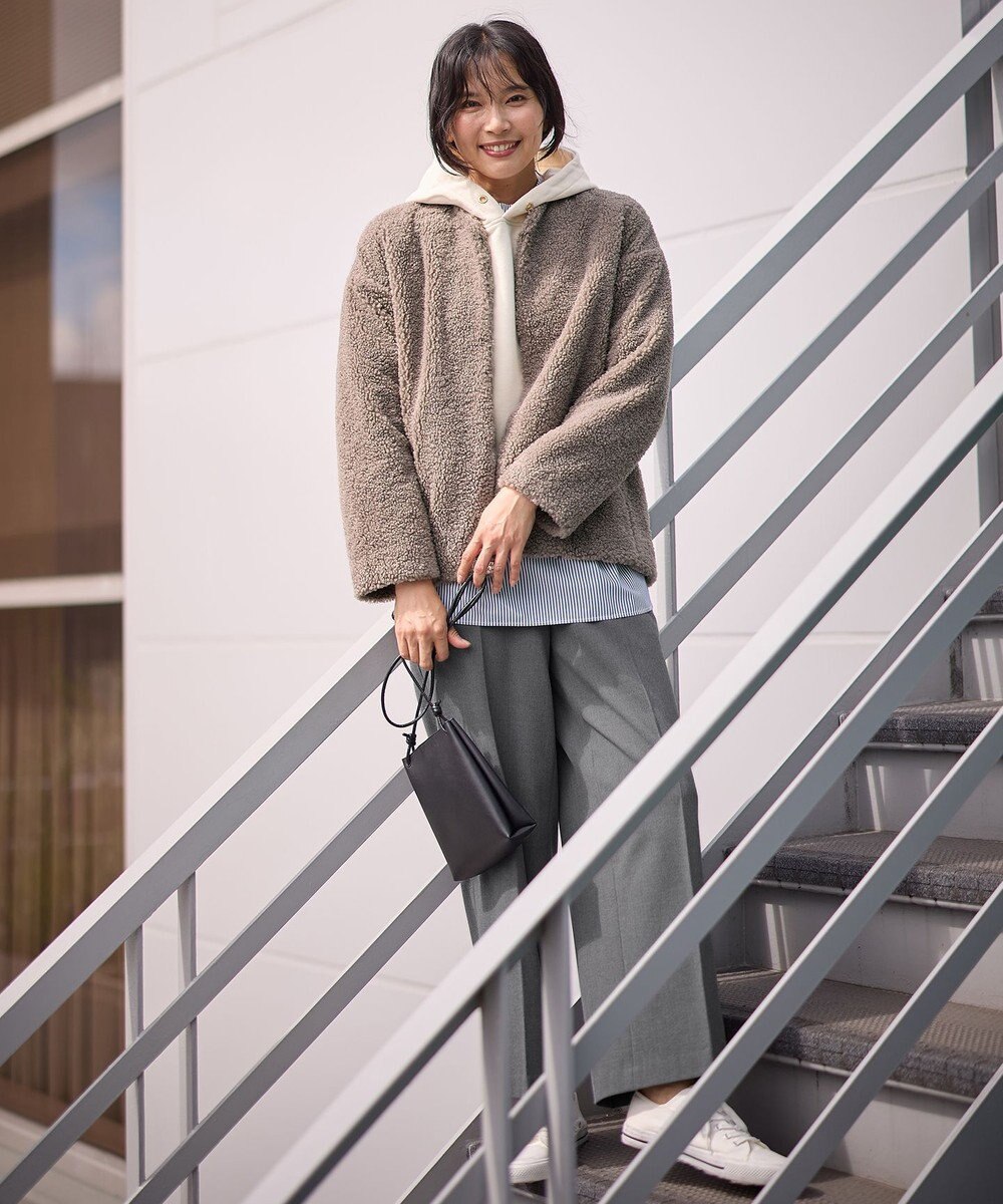 ANY L 【洗濯機可/ストレッチ/ウエストゴム/裏起毛】マルチファンクションストレッチワイドパンツ 