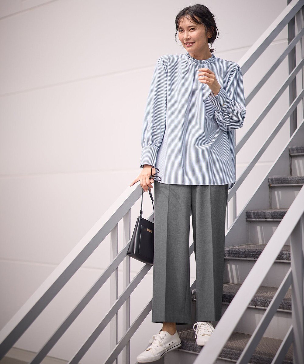 ANY L 【洗濯機可/ストレッチ/ウエストゴム/裏起毛】マルチファンクションストレッチワイドパンツ 