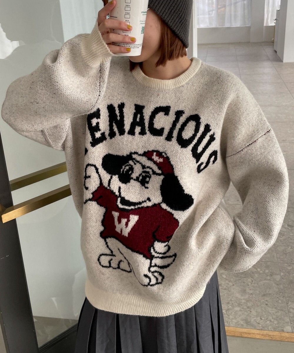 WEGO ファニーグラフィックフラッフィーニットプルオーバー 