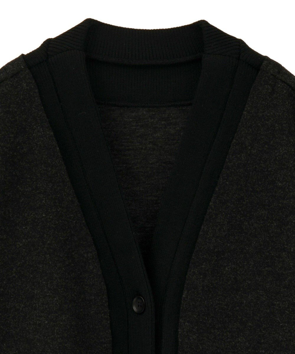 YECCA VECCA ニット切替メルトンVネックカーディガン 