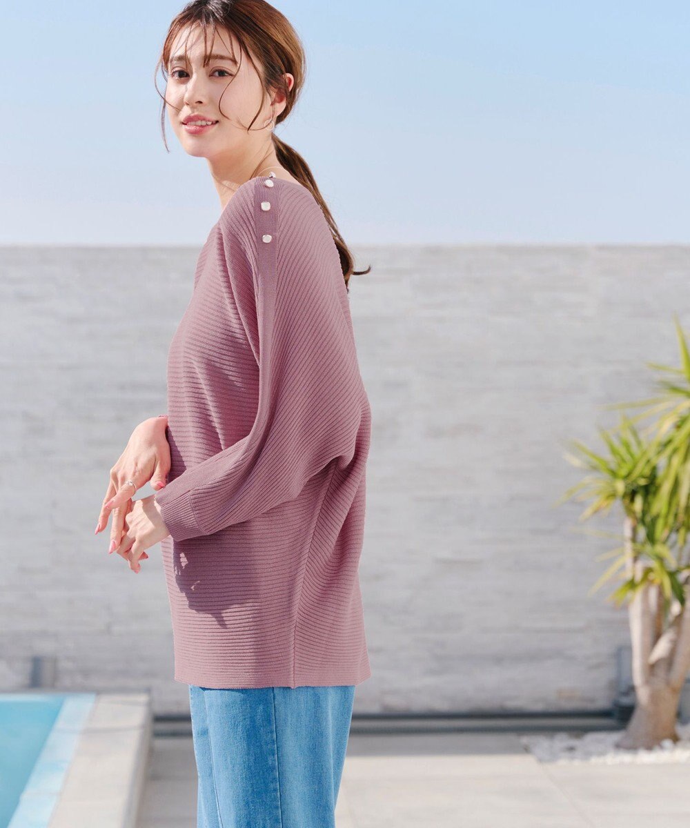 Tiaclasse 【洗える】肩ボタンドルマンニットトップス 