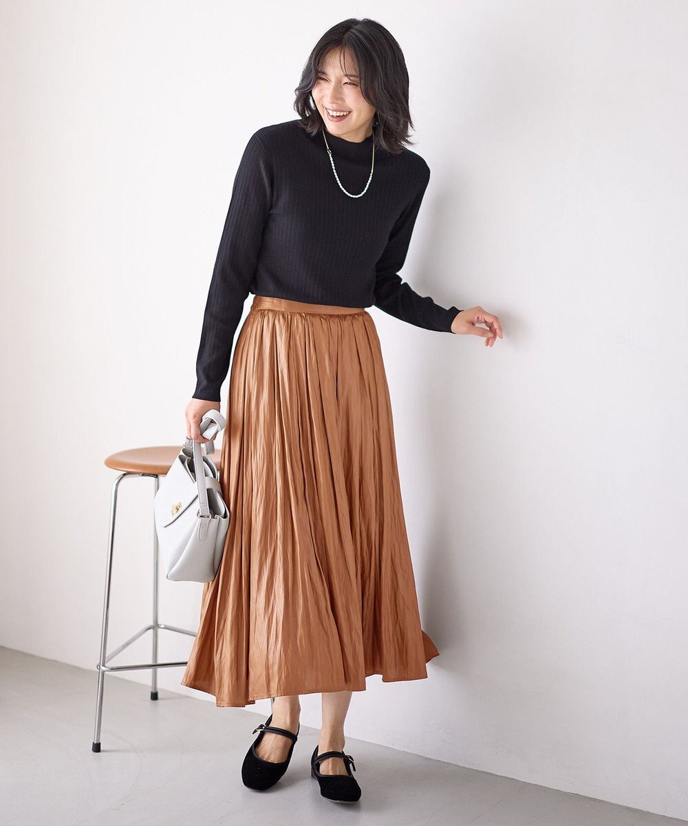 ANY 【洗濯機可】ランダムリブハイネックニット 