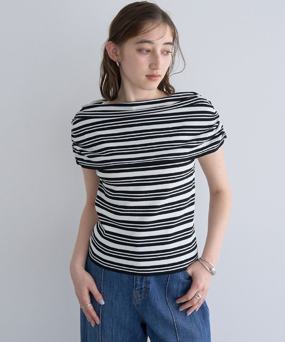 YECCA VECCA シャーリングオフショルニット 