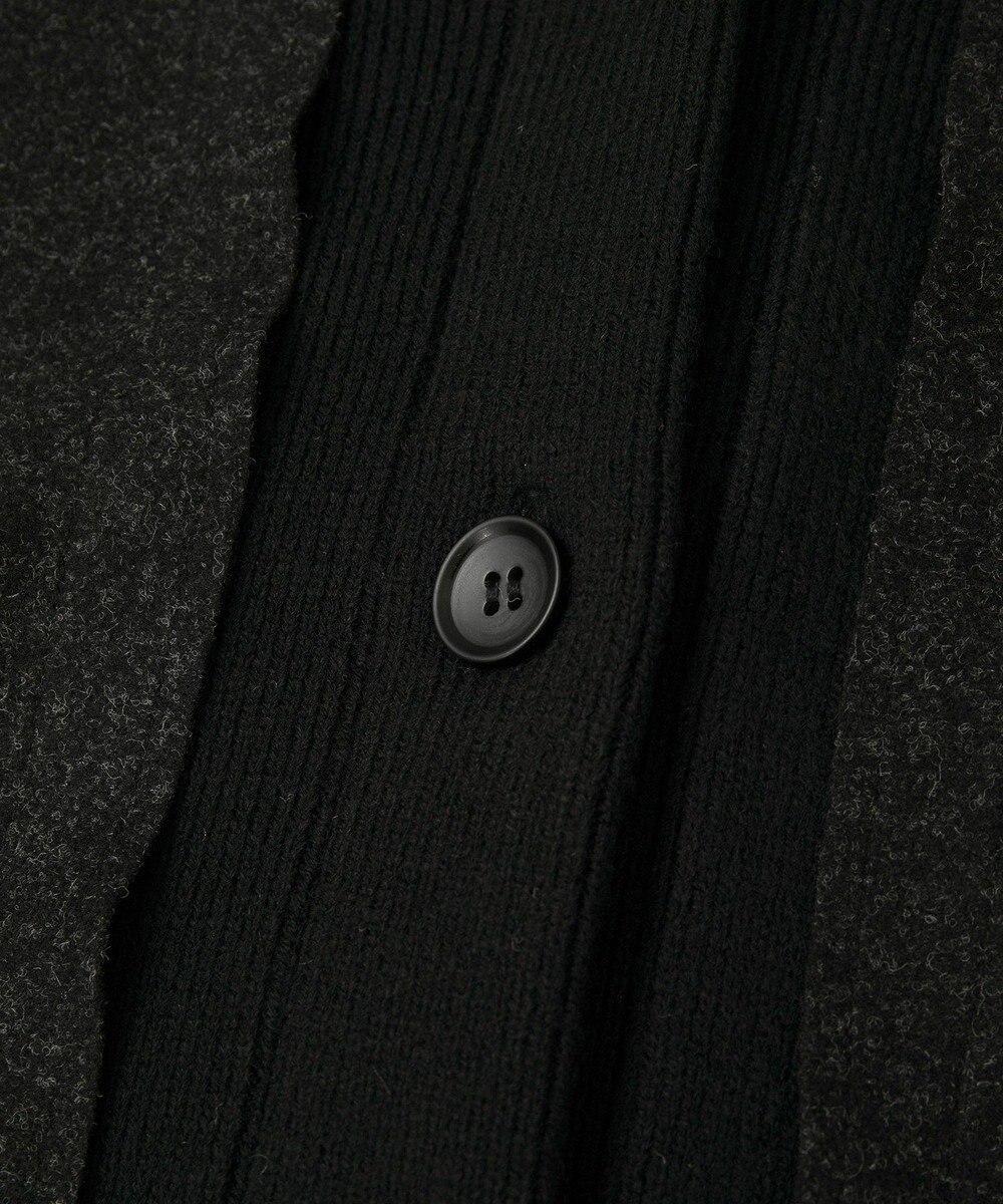 YECCA VECCA ニット切替メルトンVネックカーディガン 