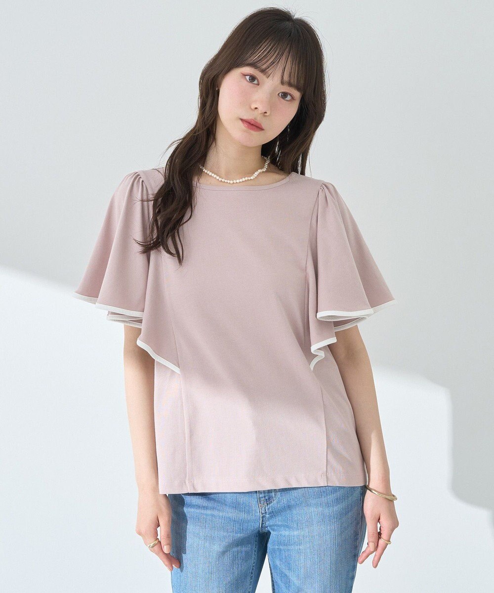 earth music&ecology 【接触冷感/洗濯機可】パイピングフレアスリーブカットソー 