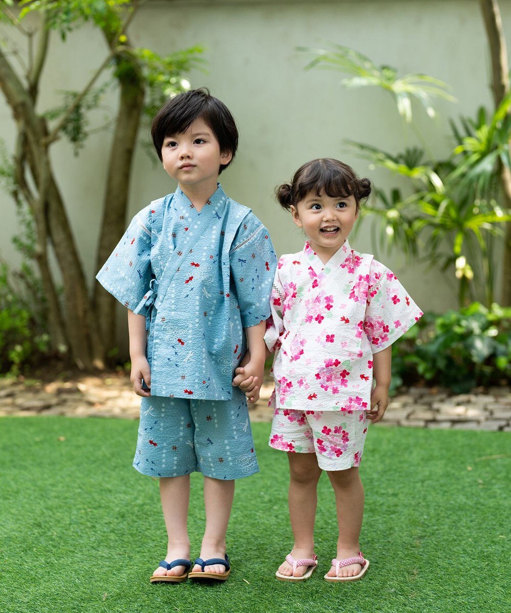 MIKI HOUSE HOT BISCUITS 【ミキハウス】【80-150cm】 アジサイ柄甚平スーツ 