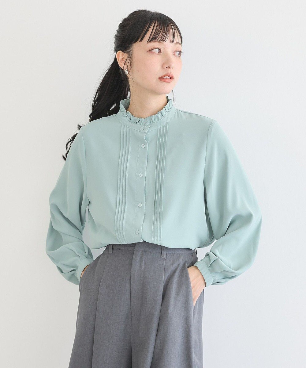 earth music&ecology フリルピンタックブラウス Mint Green