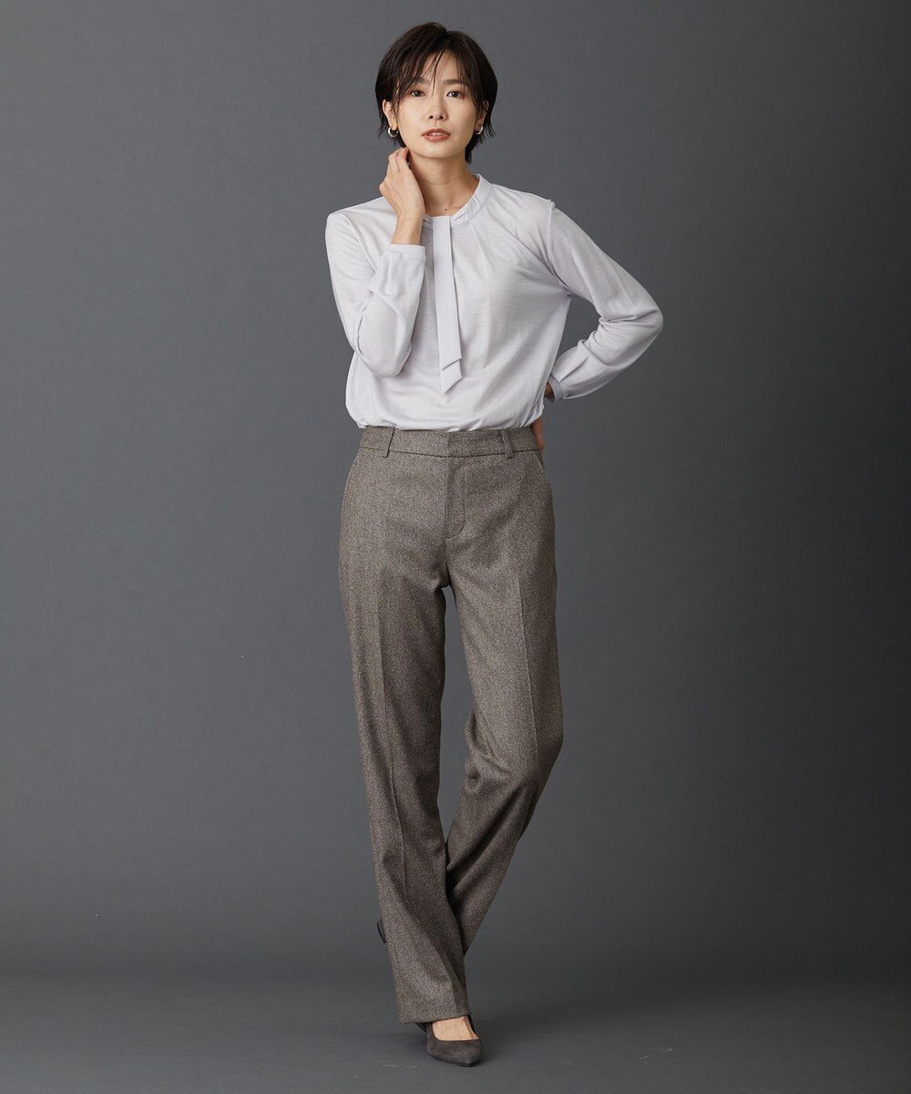 J.PRESS LADIES S 【セットアップ対応】ウールストレッチツイード ストレート パンツ 