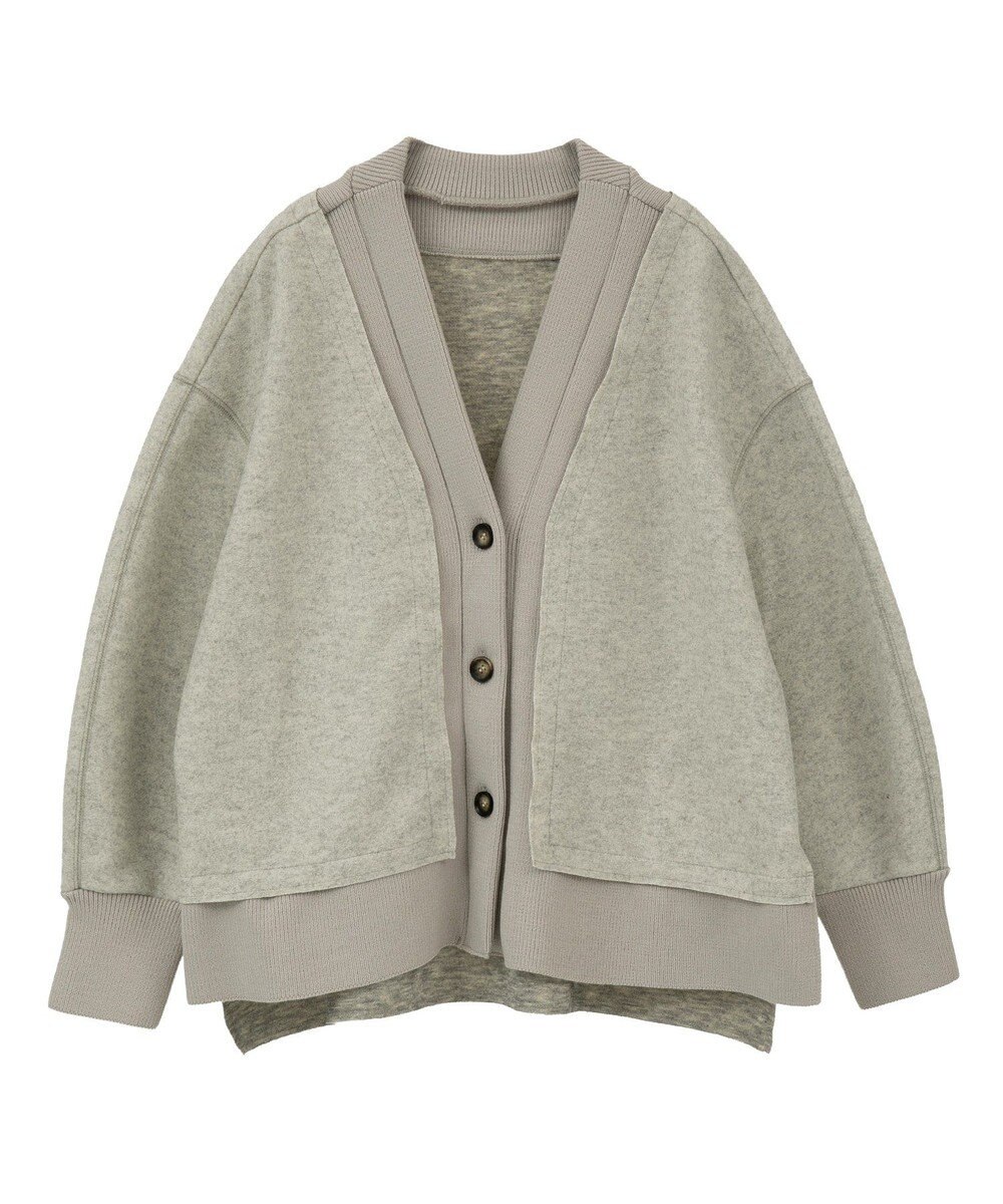 YECCA VECCA ニット切替メルトンVネックカーディガン 