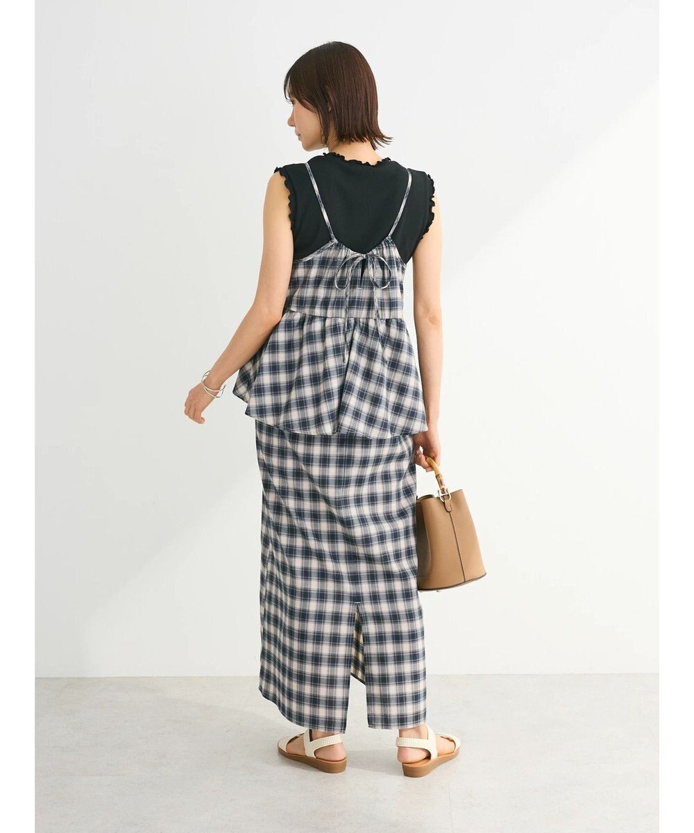 Green Parks チェックペプラムキャミワンピース 