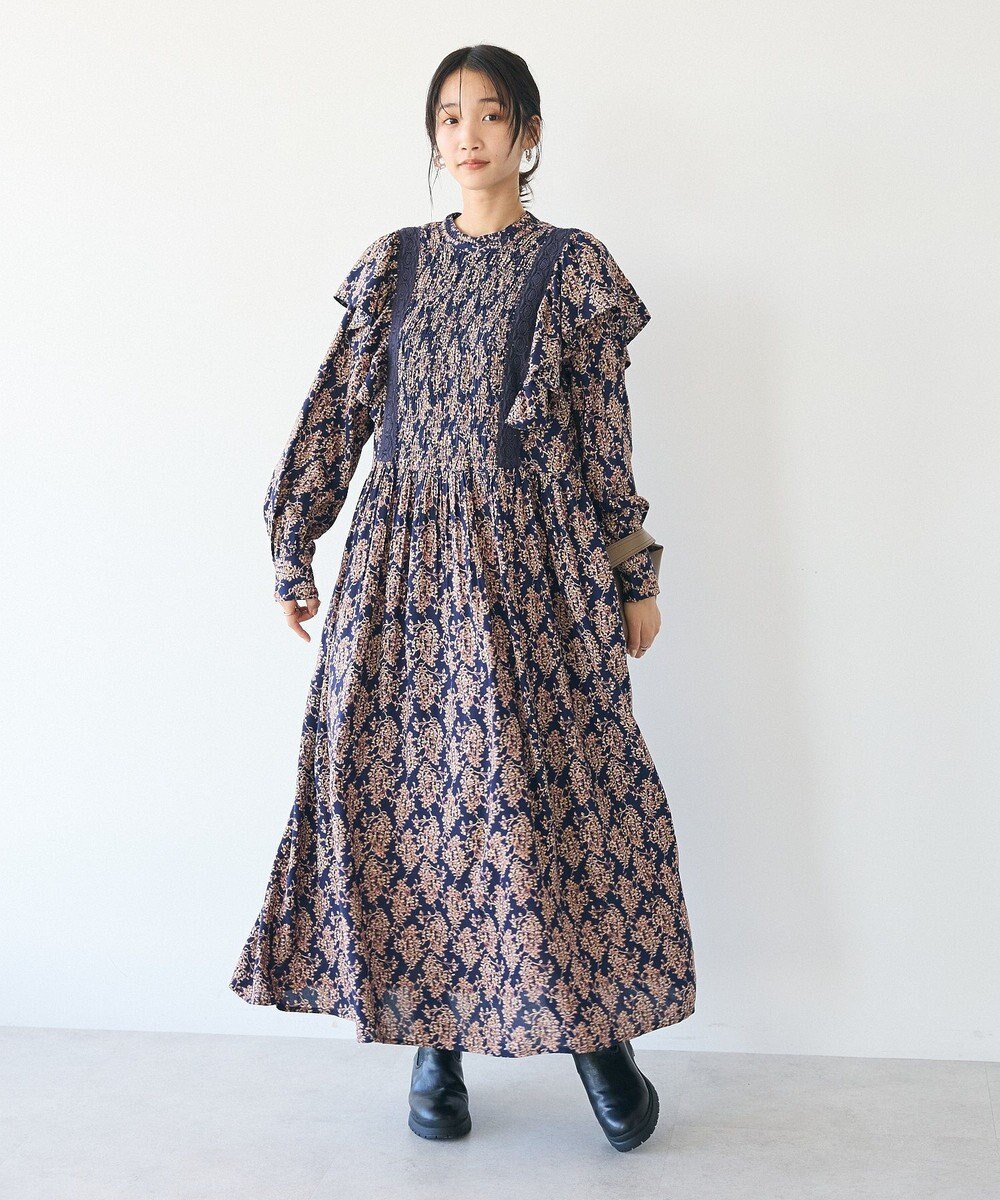 CRAFT STANDARD BOUTIQUE シャーリング袖フリルワンピース 