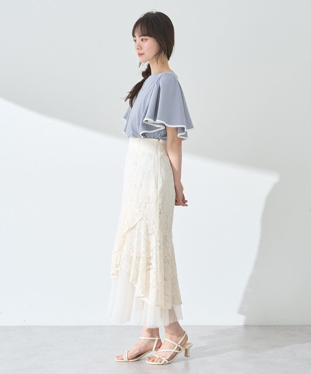 earth music&ecology 【接触冷感/洗濯機可】パイピングフレアスリーブカットソー 