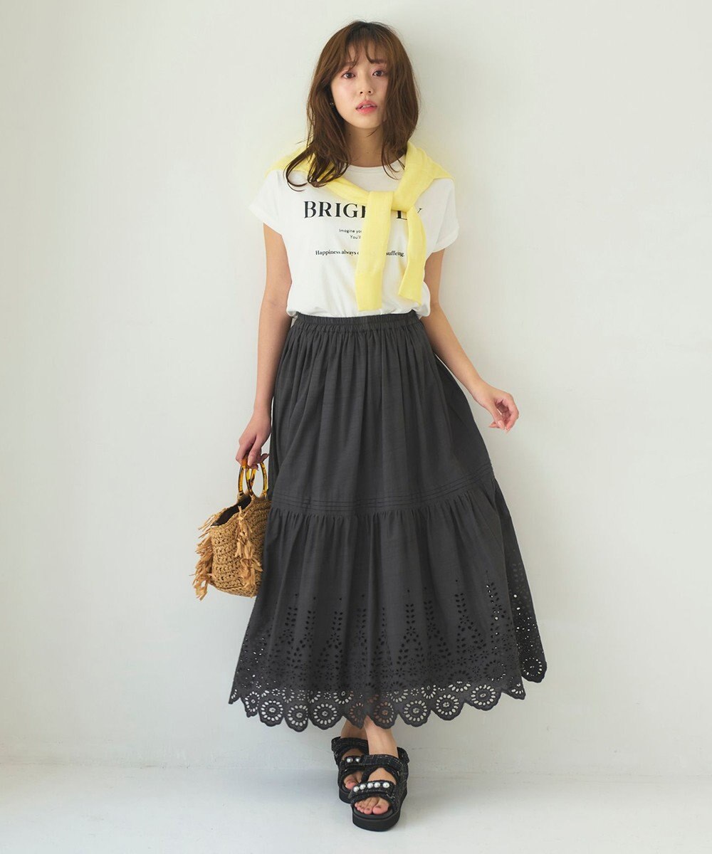 Feroux フレンチスリーブロゴプリント Tシャツ 