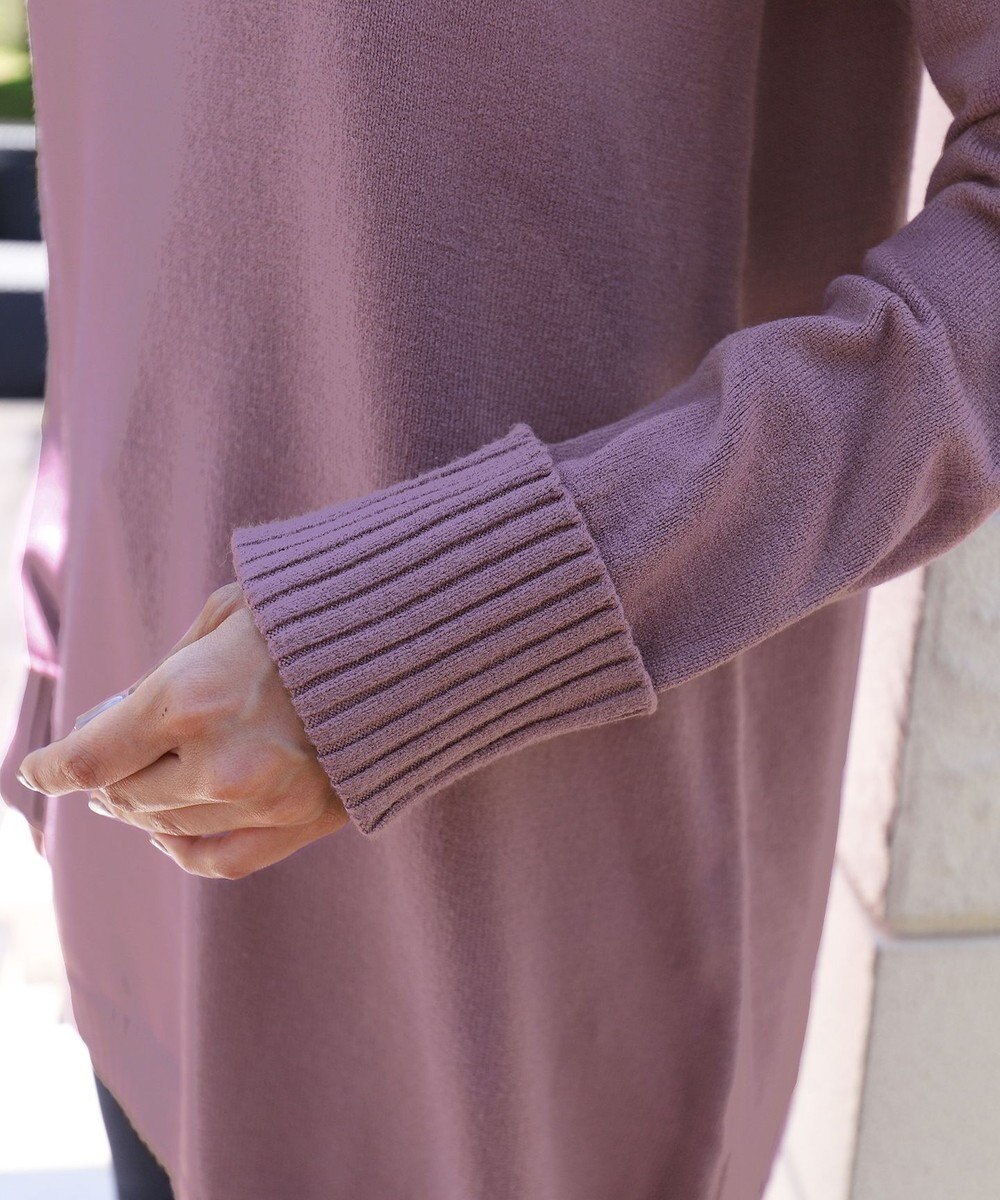 Tiaclasse L 【洗える】もっちり素材のVネックリブニットチュニック 