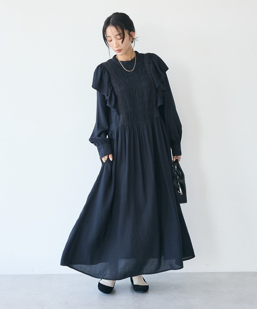 CRAFT STANDARD BOUTIQUE シャーリング袖フリルワンピース 