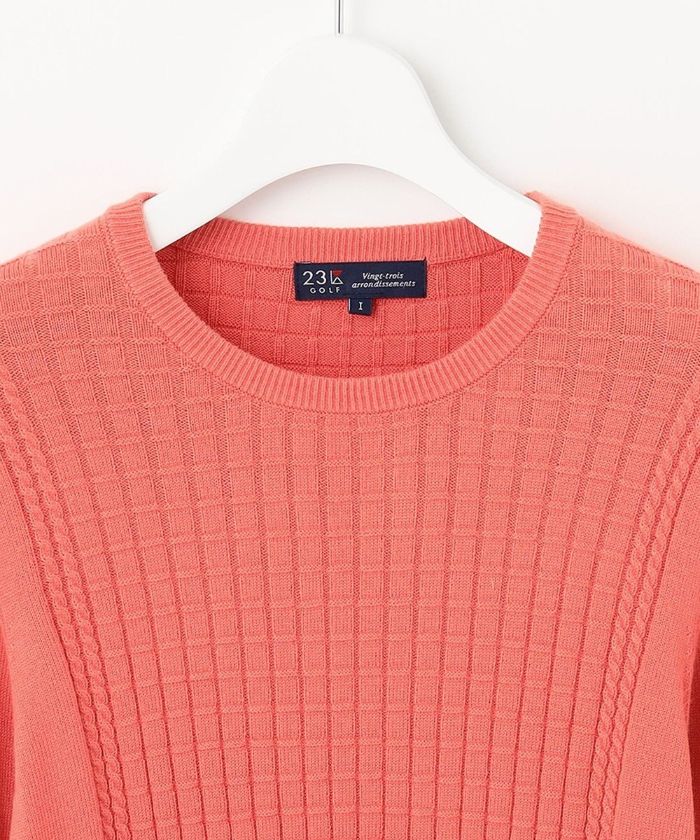 23区GOLF 【WOMEN】【洗える】格子柄  カラーニット 