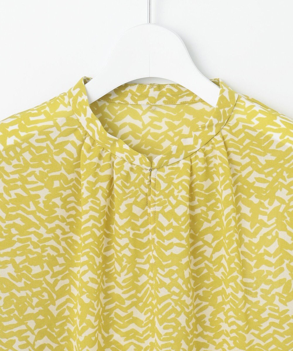 自由区 L 【洗える】ウェーブパターンプリント ブラウス 