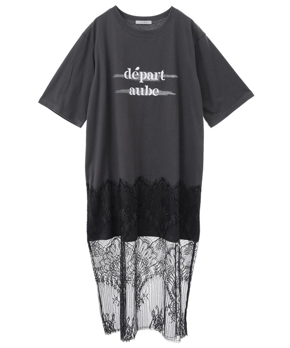 Green Parks 裾レースドッキングカットロゴチュニック 