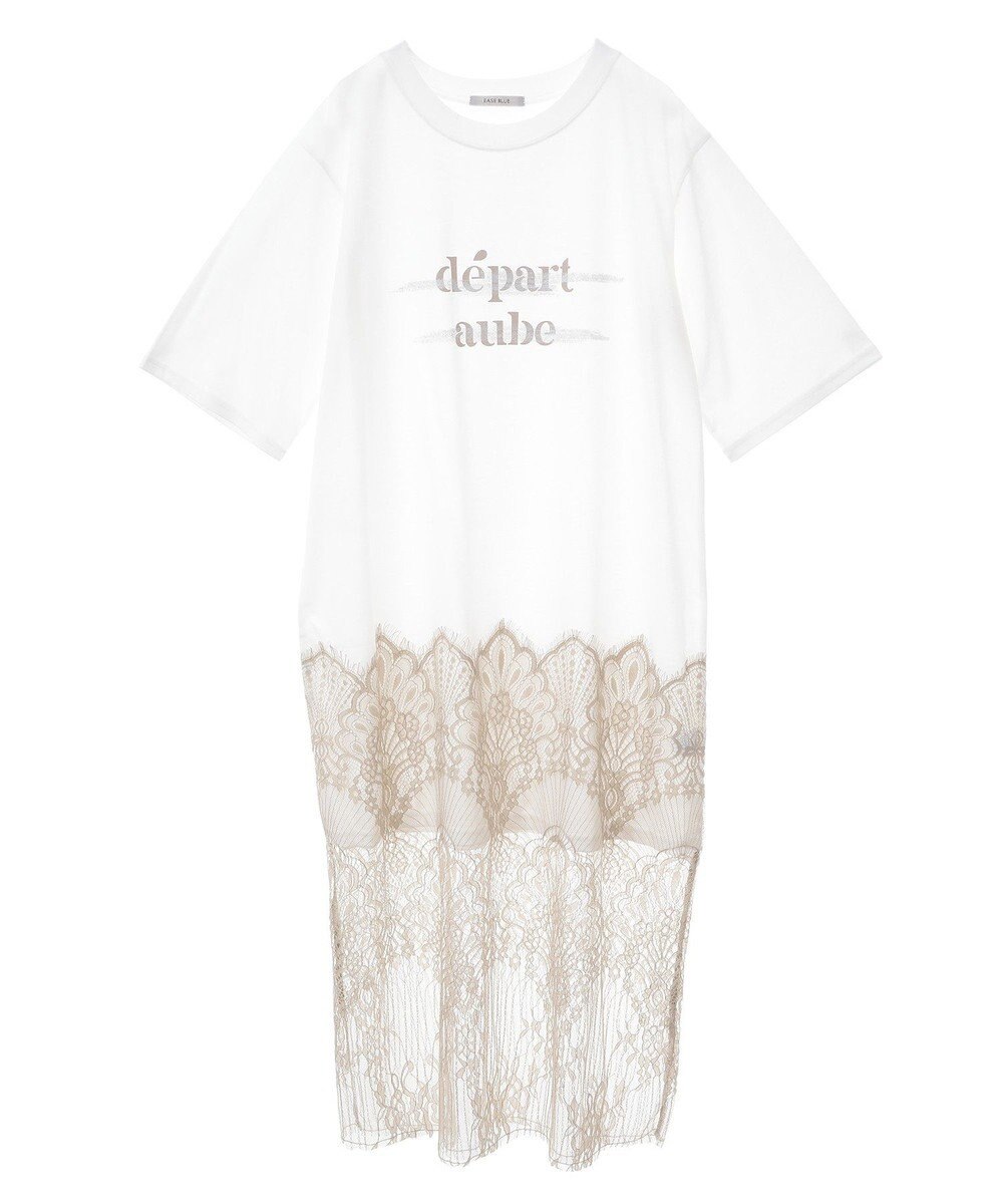 Green Parks 裾レースドッキングカットロゴチュニック 