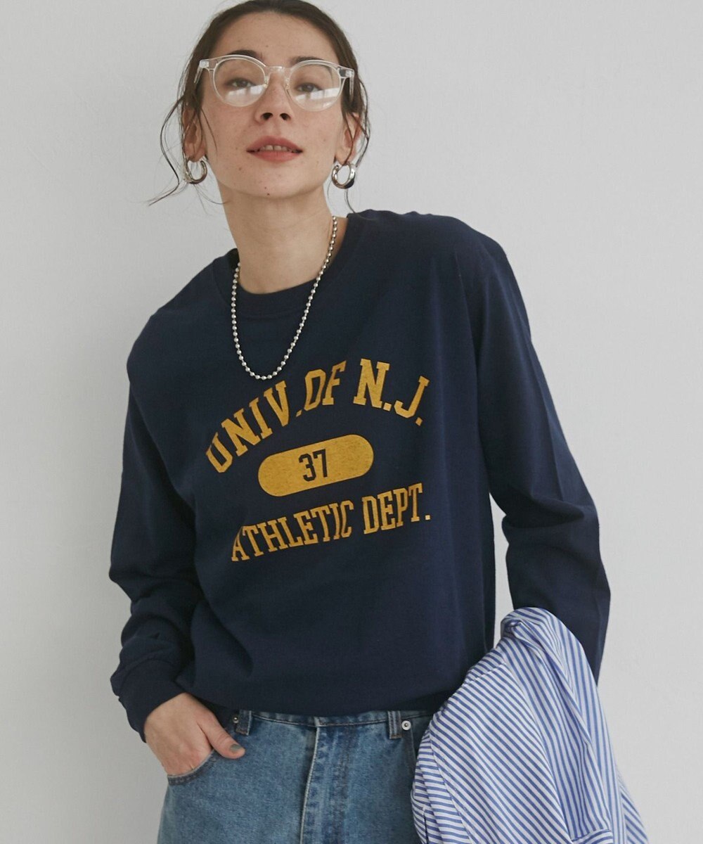 WEGO 【ANGIE VINTAGE】GILDAN カレッジロゴ オーバーサイズ プリント ロンT 