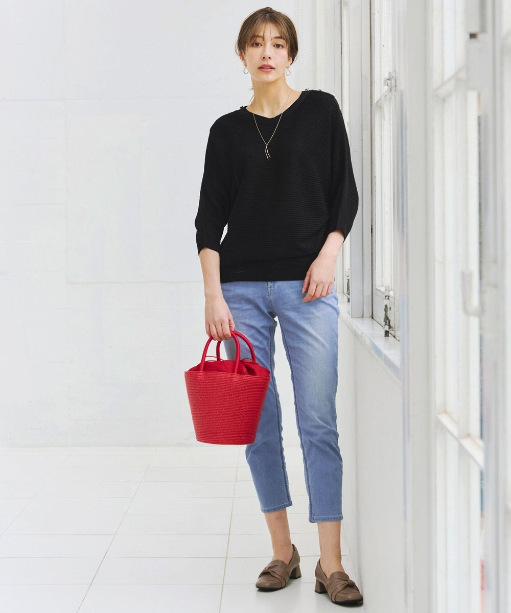 Tiaclasse 【洗える】肩ボタンドルマンニットトップス 