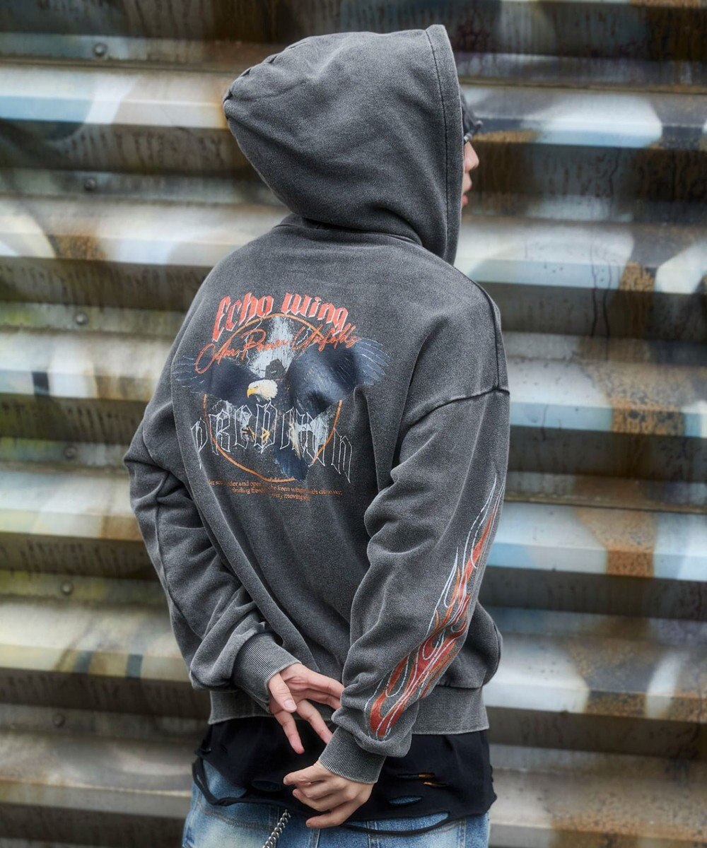 WEGO 【ユニセックス着用ITEM】ブリーチグラフィックZIPパーカー 