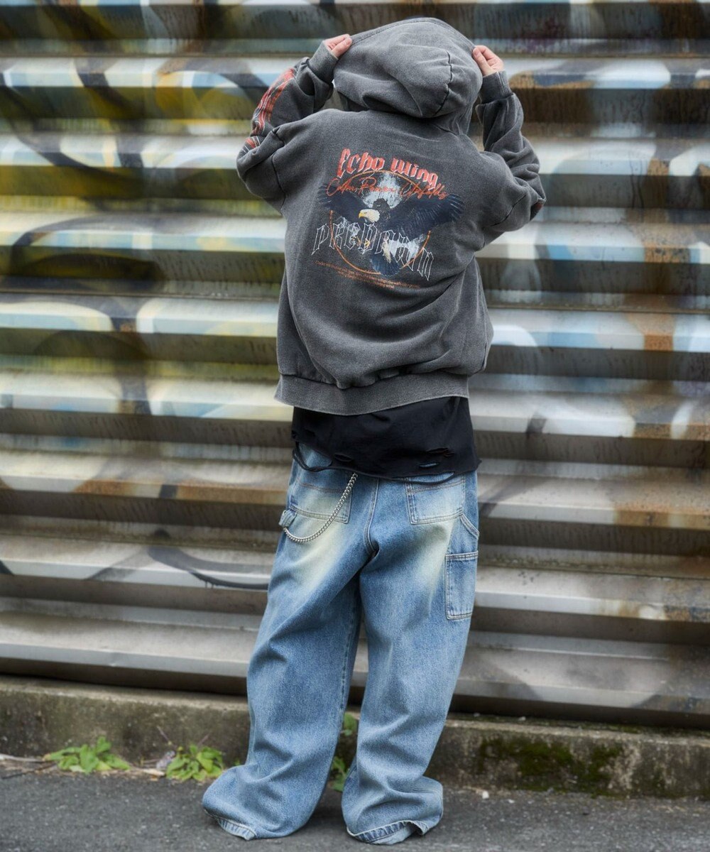 WEGO 【ユニセックス着用ITEM】ブリーチグラフィックZIPパーカー 