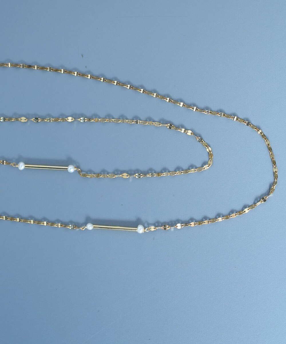 monshiro ガラスパールレースロングネックレス 