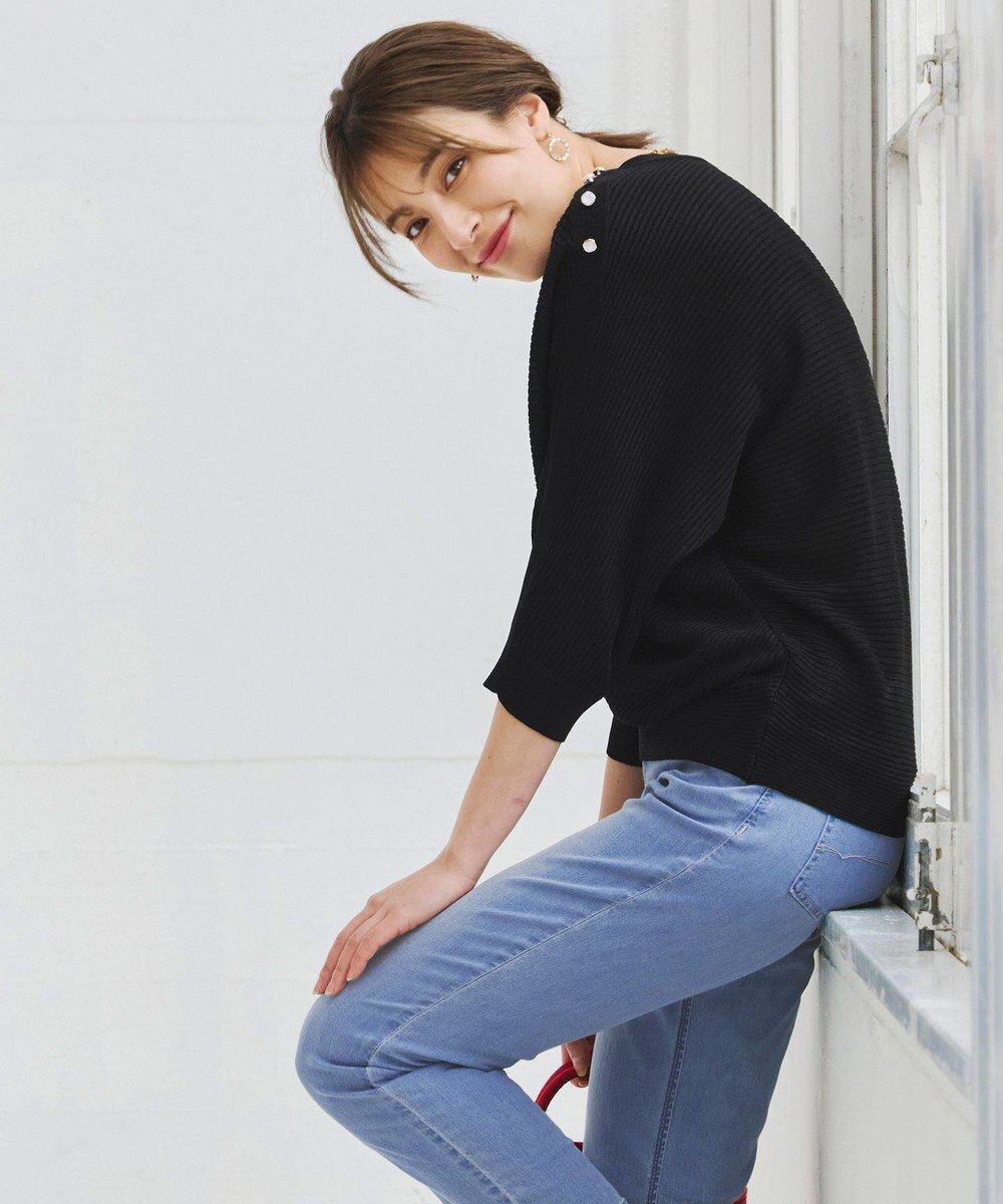 Tiaclasse 【洗える】肩ボタンドルマンニットトップス 