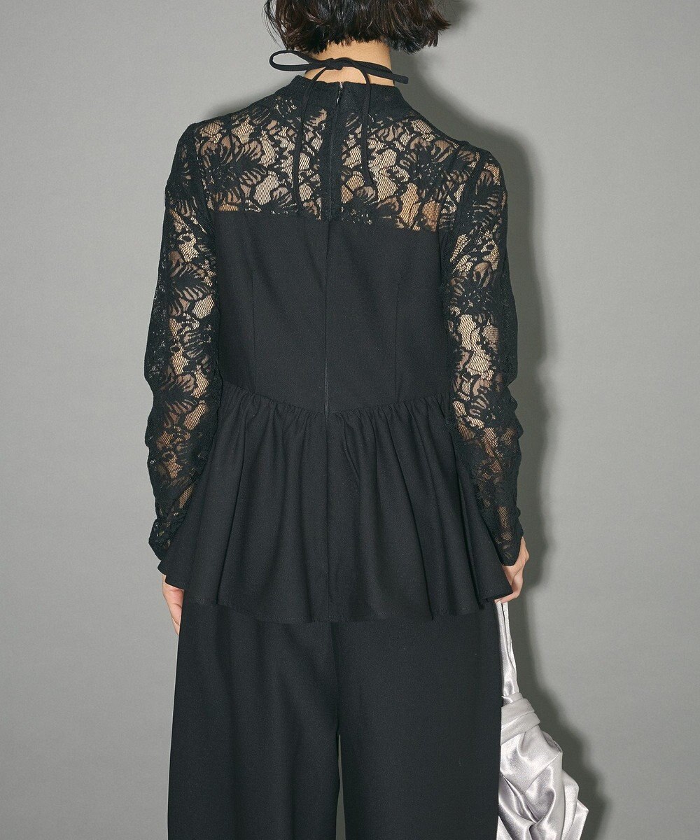 Green Parks コサージュ付レースペプラムロンパース 