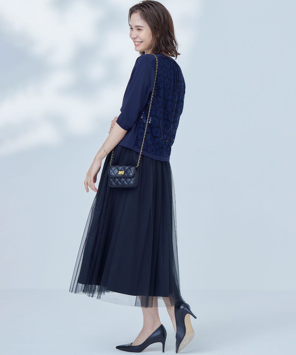 組曲 【2SET・WEB限定】フラワーレース5分袖ツイン ニット 