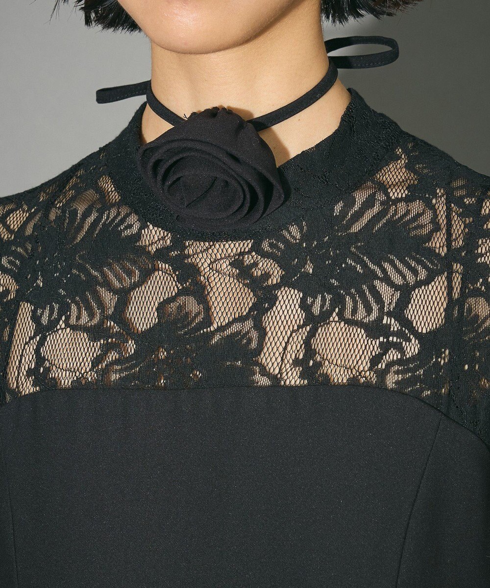 Green Parks コサージュ付レースペプラムロンパース 