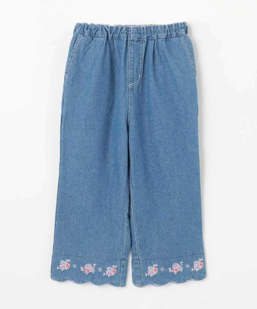 ANY KIDS スカラップ×刺繍デニムパンツ 
