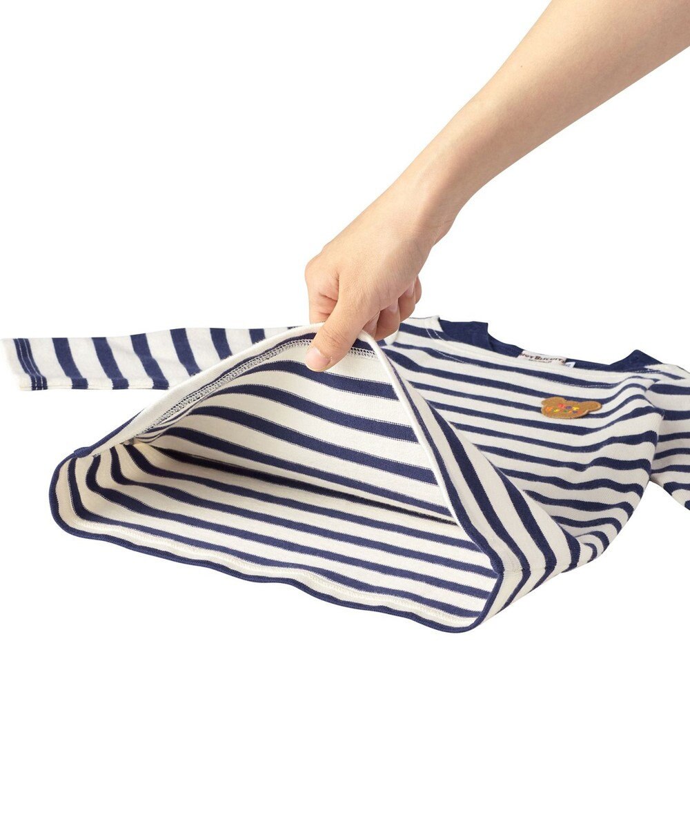 MIKI HOUSE HOT BISCUITS 【80-120cm】 ボーダー 長袖ワンピース 