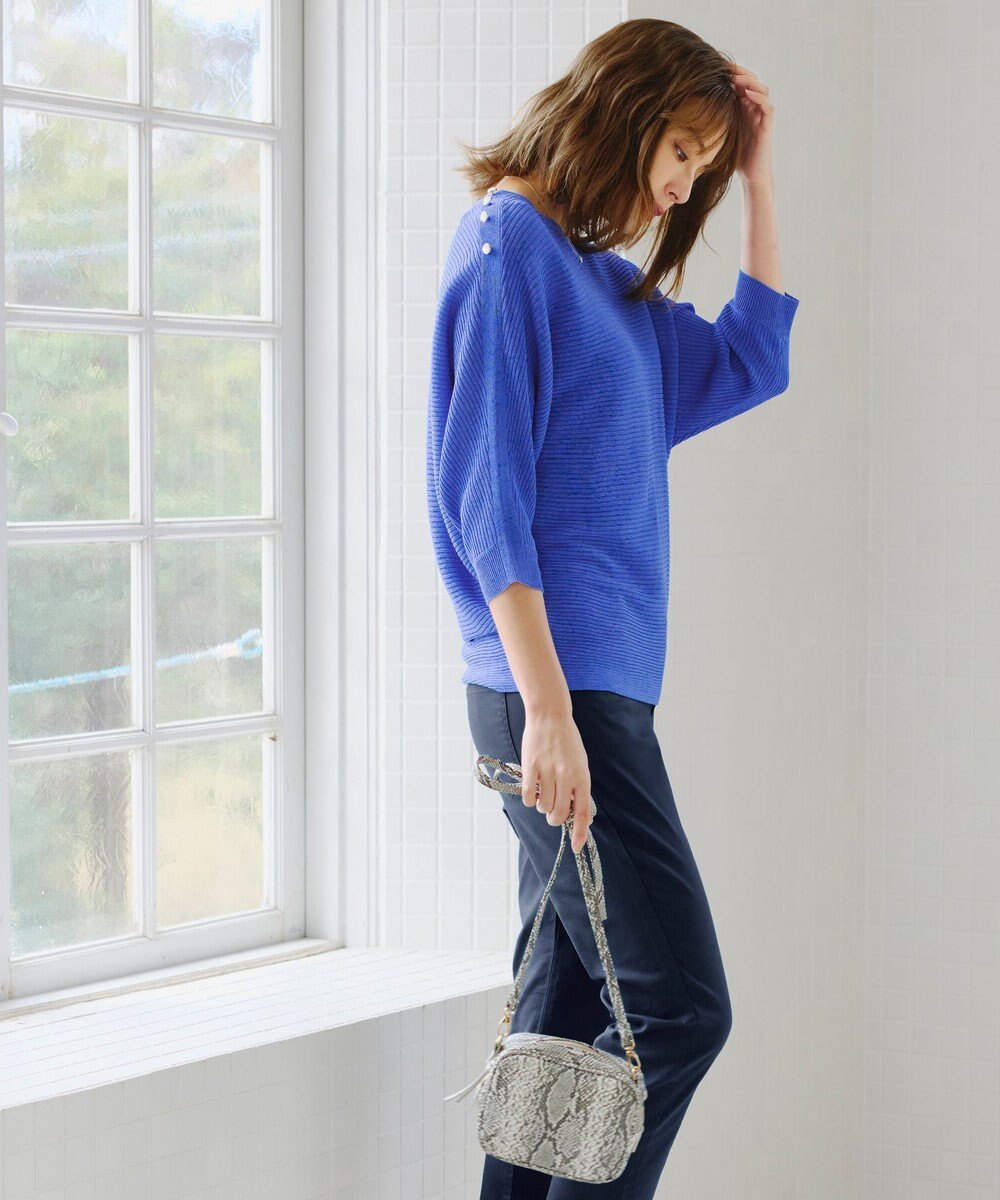 Tiaclasse 【洗える】肩ボタンドルマンニットトップス 