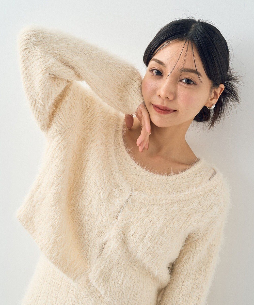 earth music&ecology ＳＥＴ２点シャギーショートカーデ＋ミニワンピース 