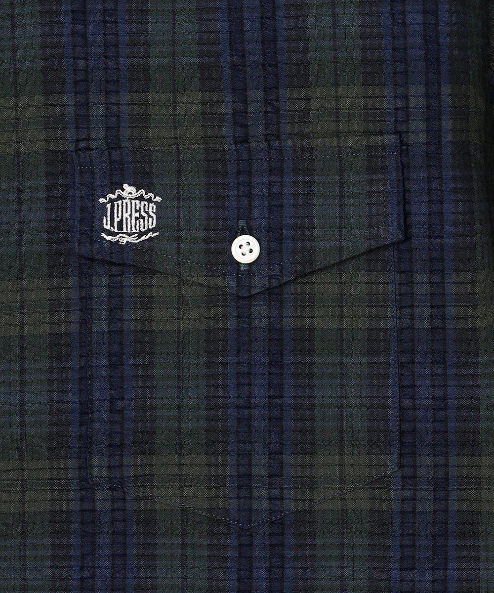 J.PRESS MEN 【KING SIZE 】【吸水速乾 / 接触冷感 / 高通気性】Aero Weave クールマックスサッカー チェック シャツ / B.D. 