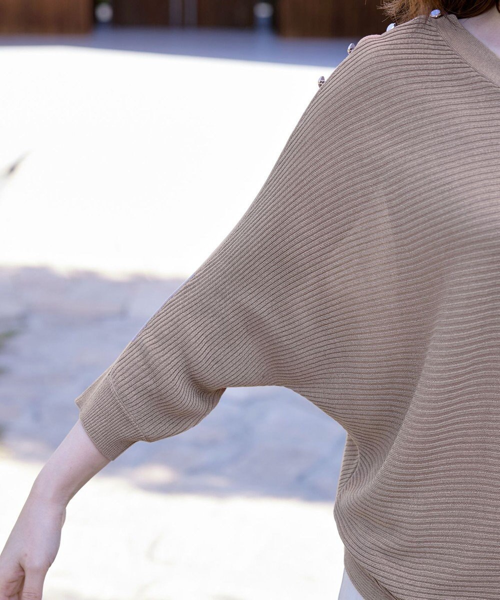 Tiaclasse 【洗える】肩ボタンドルマンニットトップス 