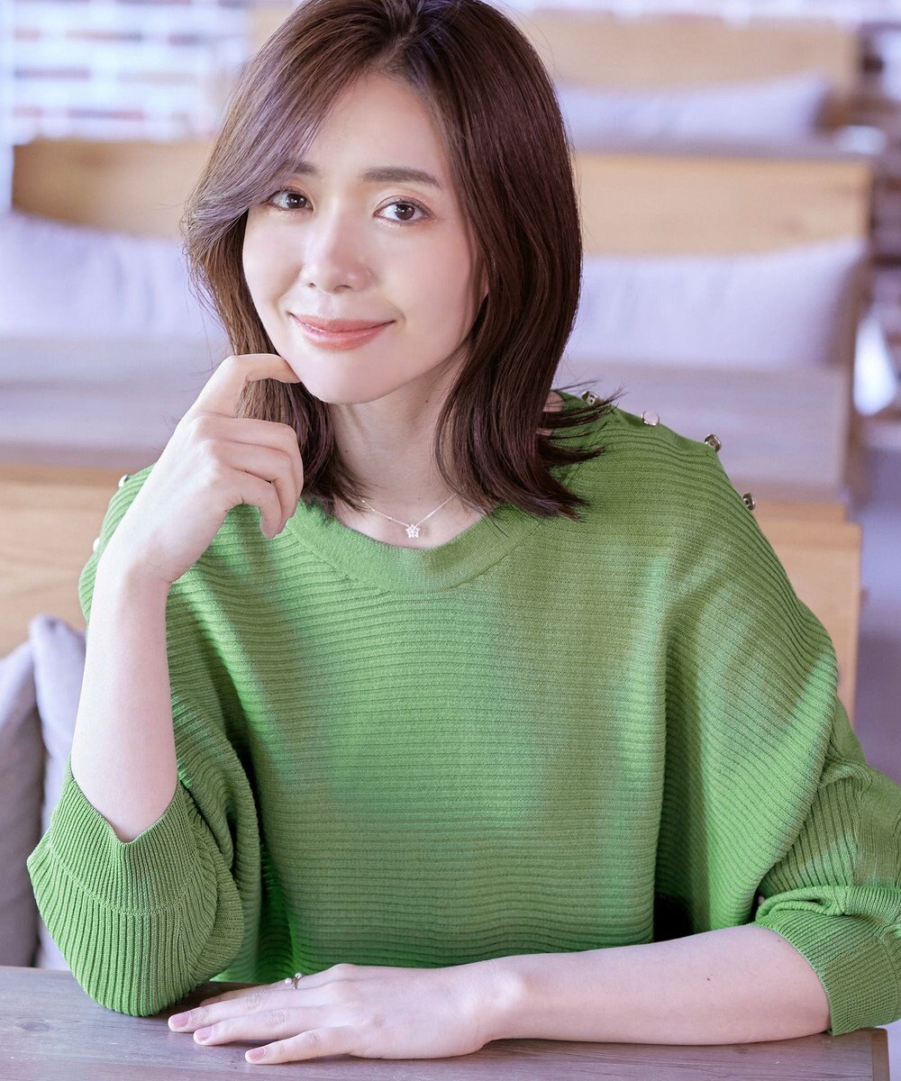 Tiaclasse 【洗える】肩ボタンドルマンニットトップス 