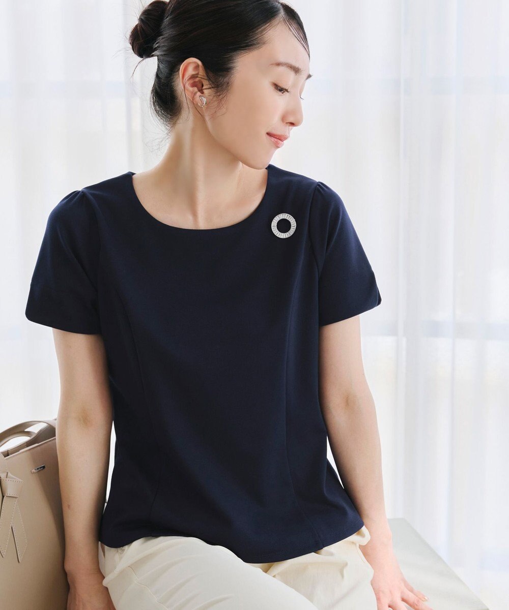 Tiaclasse 【UVカット・吸水速乾】 “きれい見え” パネルラインカットソートップス 