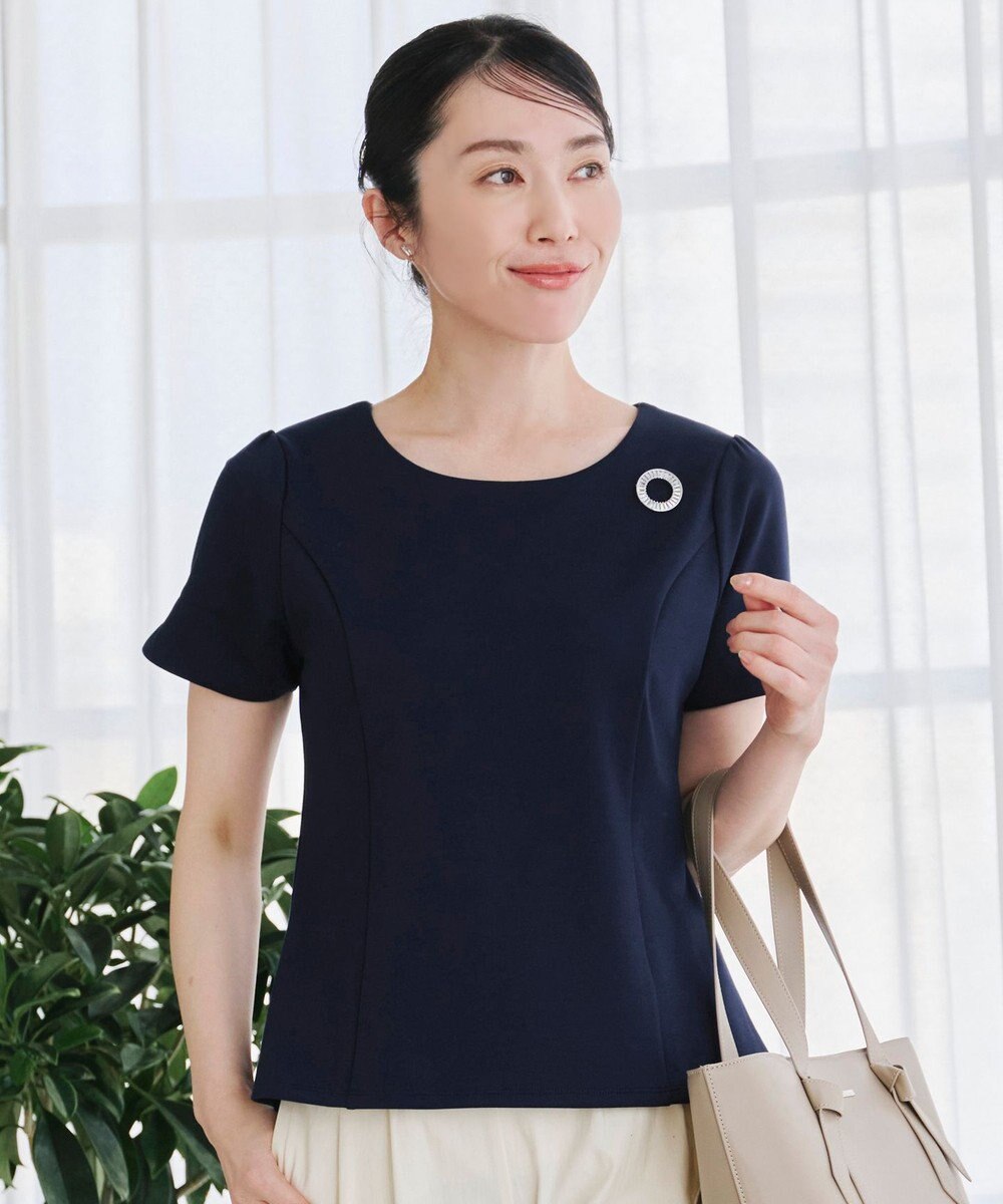 Tiaclasse 【UVカット・吸水速乾】 “きれい見え” パネルラインカットソートップス 