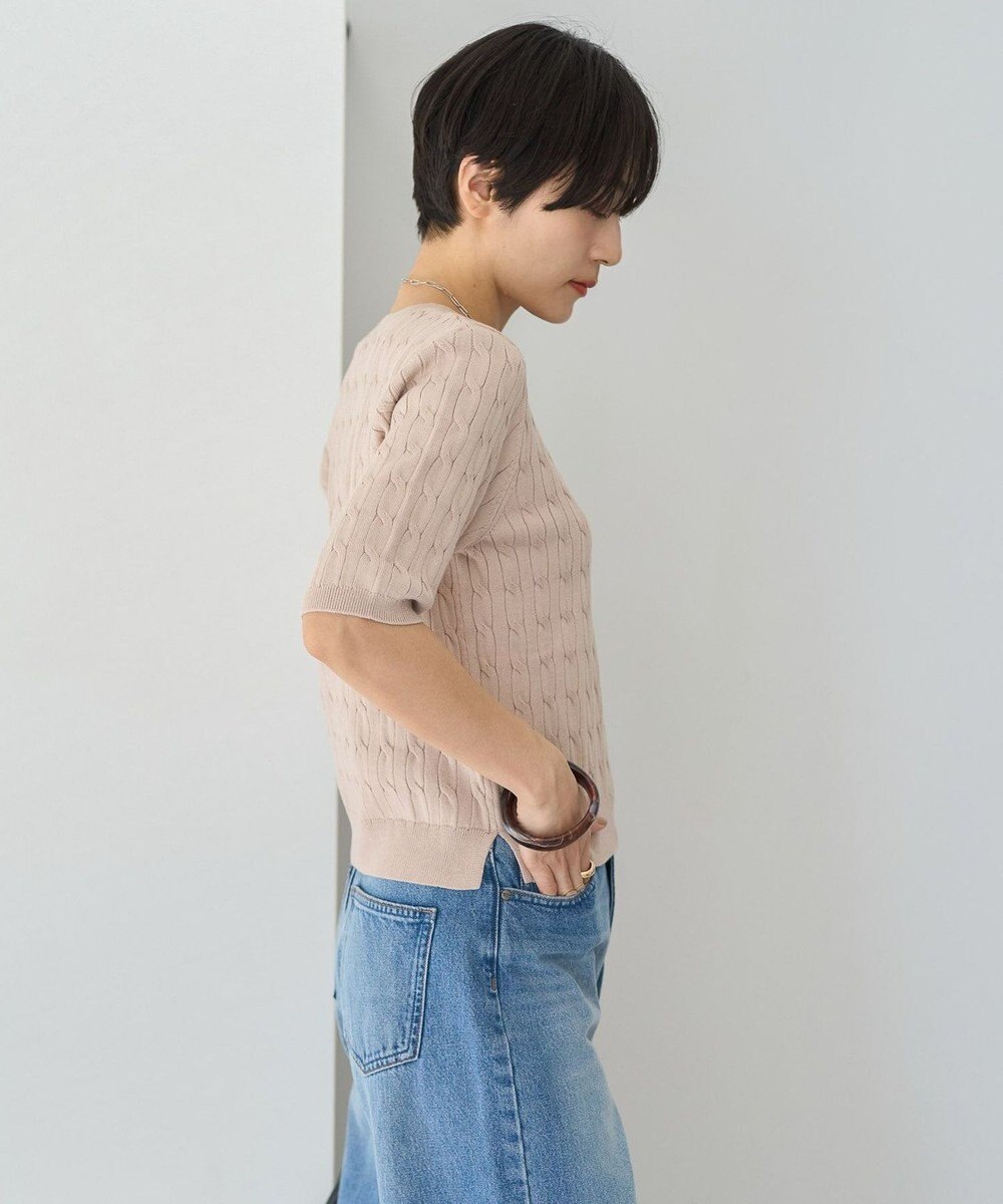 AMERICAN HOLIC ケーブル５分袖ニットプルオーバー 