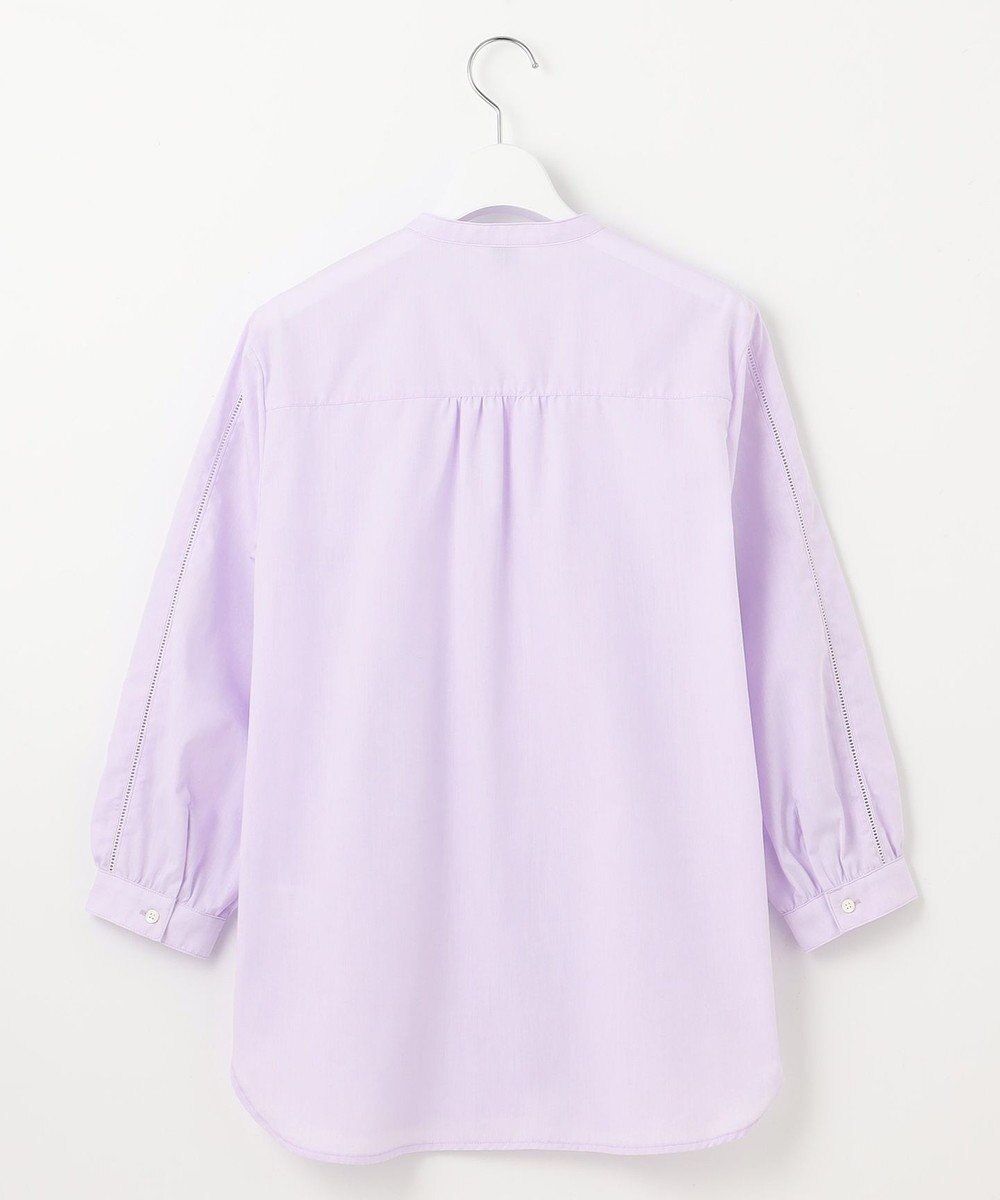 J.PRESS LADIES 【洗える】シャンブレー バンドカラー ピンタック ブラウス 