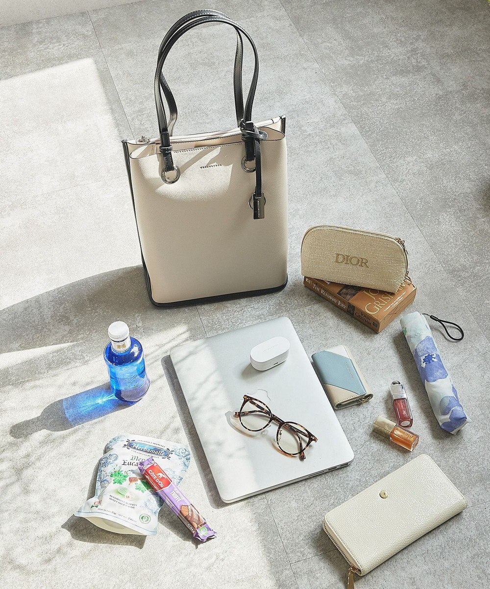 style code 【MERCURYDUO/マーキュリーデュオ】メタルアイレット　縦長トートバッグ 推し活ラージバッグ 縦長ショルダーバッグ 